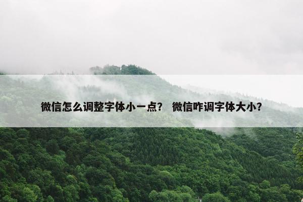 微信怎么调整字体小一点？ 微信咋调字体大小？