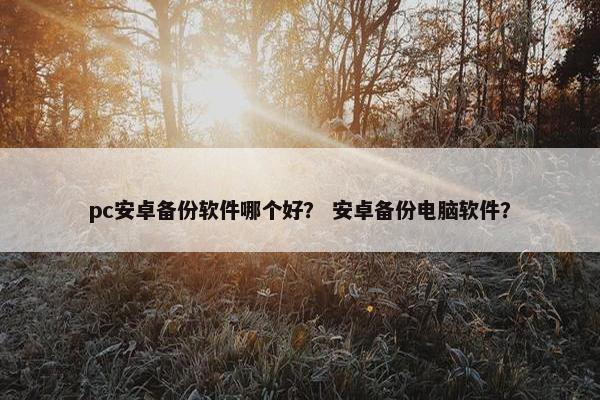 pc安卓备份软件哪个好？ 安卓备份电脑软件？