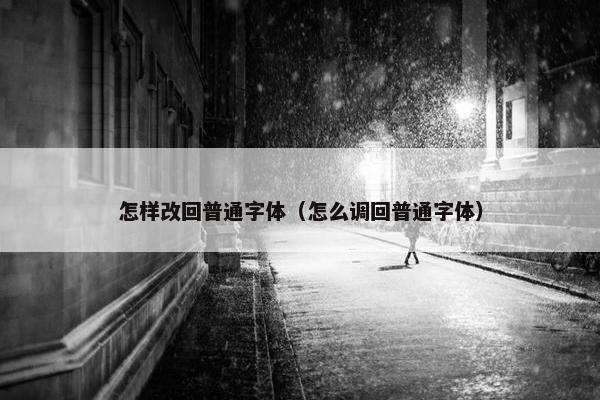 怎样改回普通字体（怎么调回普通字体）