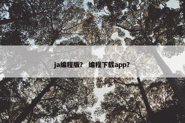 ja编程版？ 编程下载app？