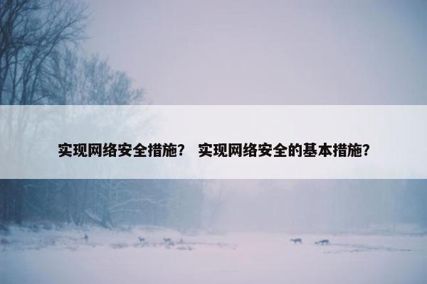 实现网络安全措施？ 实现网络安全的基本措施？