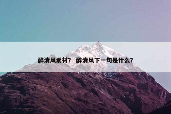 醉清风素材？ 醉清风下一句是什么？