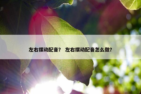 左右摆动配音？ 左右摆动配音怎么做？