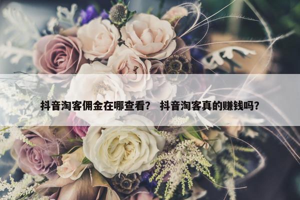 抖音淘客佣金在哪查看？ 抖音淘客真的赚钱吗？