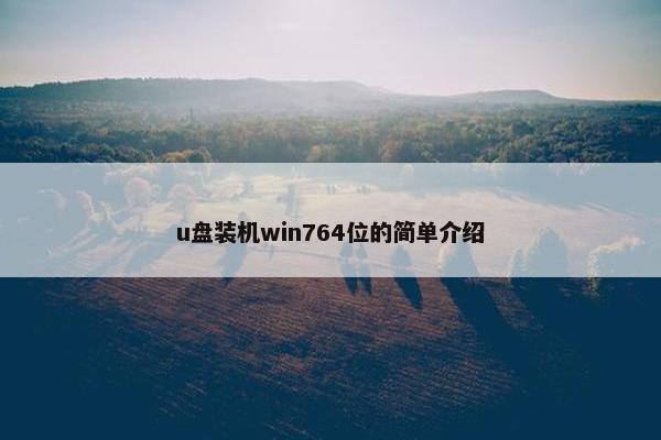 u盘装机win764位的简单介绍