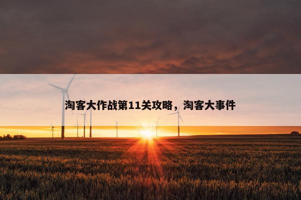 淘客大作战第11关攻略，淘客大事件