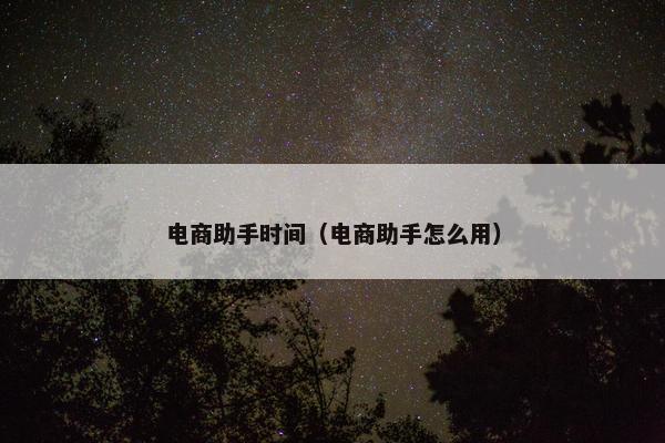 电商助手时间（电商助手怎么用）