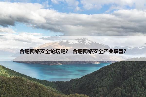 合肥网络安全论坛吧？ 合肥网络安全产业联盟？