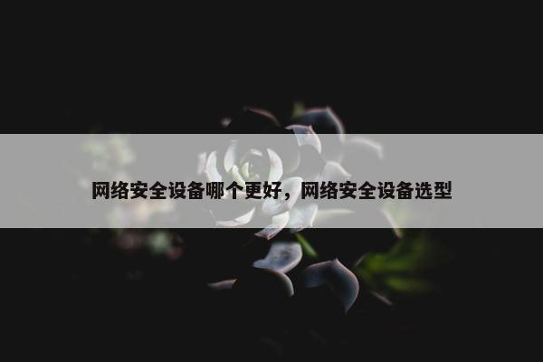 网络安全设备哪个更好，网络安全设备选型