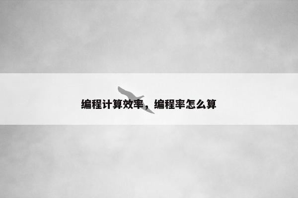 编程计算效率，编程率怎么算