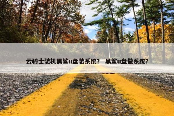 云骑士装机黑鲨u盘装系统？ 黑鲨u盘做系统？