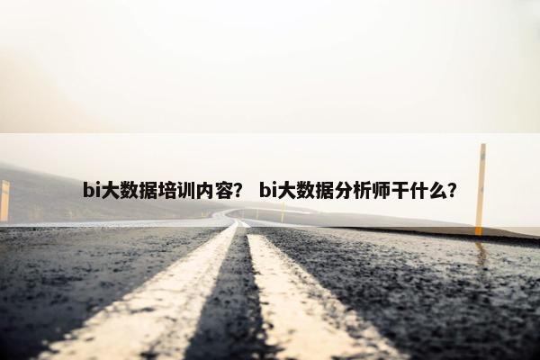 bi大数据培训内容？ bi大数据分析师干什么？