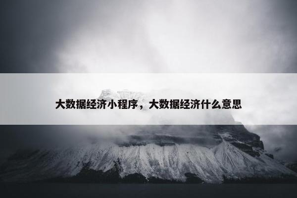 大数据经济小程序，大数据经济什么意思