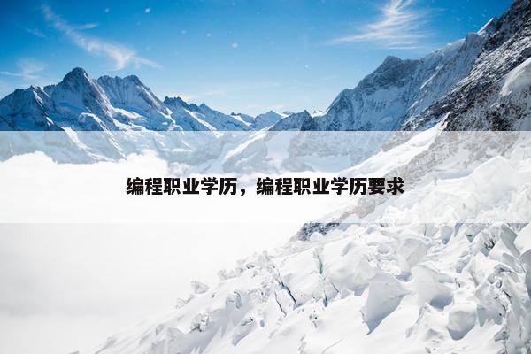 编程职业学历，编程职业学历要求
