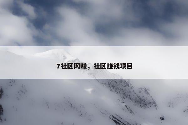 7社区网赚，社区赚钱项目