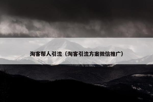 淘客帮人引流（淘客引流方案微信推广）