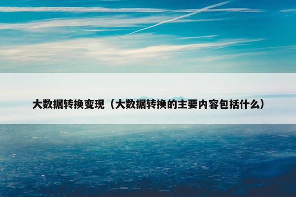 大数据转换变现（大数据转换的主要内容包括什么）