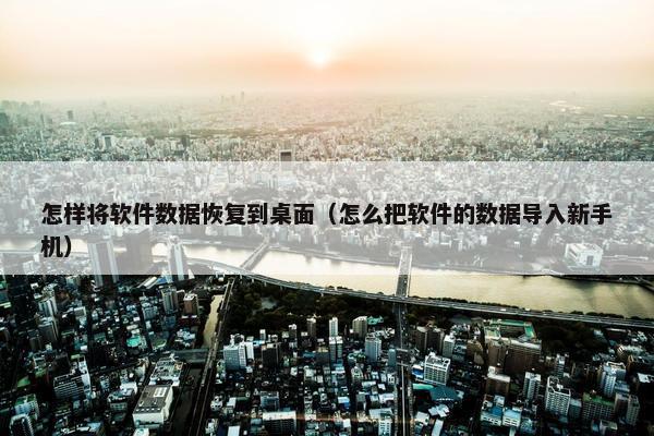 怎样将软件数据恢复到桌面（怎么把软件的数据导入新手机）