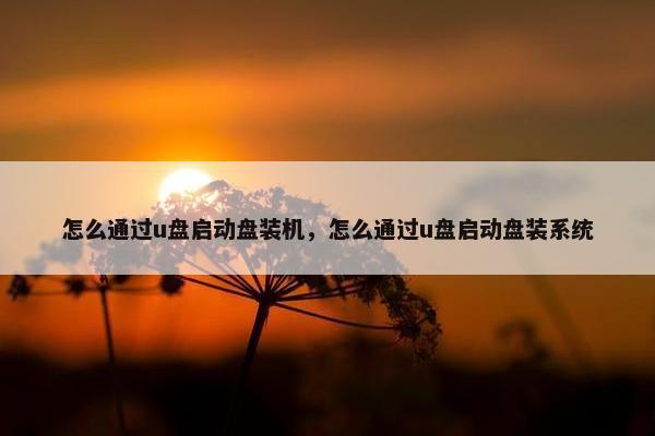 怎么通过u盘启动盘装机，怎么通过u盘启动盘装系统