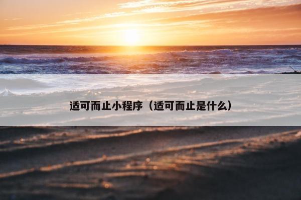 适可而止小程序（适可而止是什么）