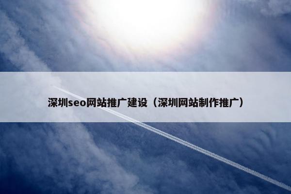 深圳seo网站推广建设（深圳网站制作推广）