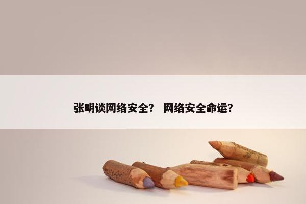 张明谈网络安全？ 网络安全命运？