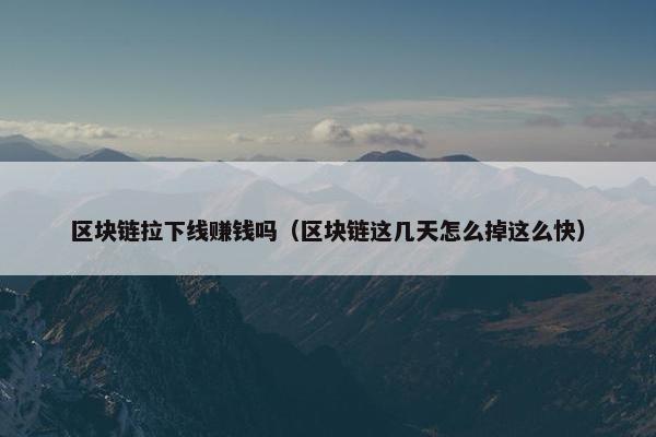 区块链拉下线赚钱吗（区块链这几天怎么掉这么快）