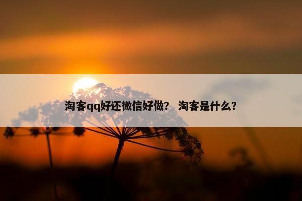 淘客qq好还微信好做？ 淘客是什么？