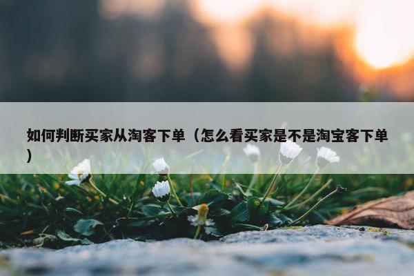 如何判断买家从淘客下单（怎么看买家是不是淘宝客下单）
