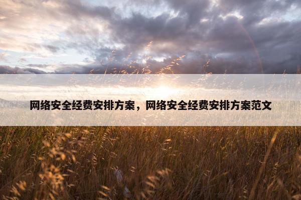 网络安全经费安排方案，网络安全经费安排方案范文