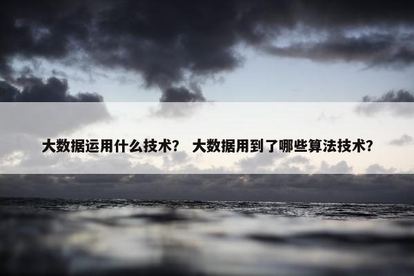 大数据运用什么技术？ 大数据用到了哪些算法技术？