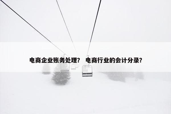电商企业账务处理？ 电商行业的会计分录？