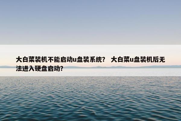 大白菜装机不能启动u盘装系统？ 大白菜u盘装机后无法进入硬盘启动？