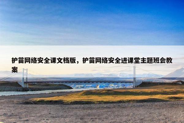 护苗网络安全课文档版，护苗网络安全进课堂主题班会教案