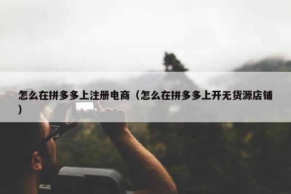 怎么在拼多多上注册电商（怎么在拼多多上开无货源店铺）