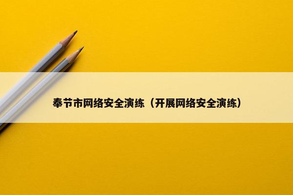 奉节市网络安全演练（开展网络安全演练）