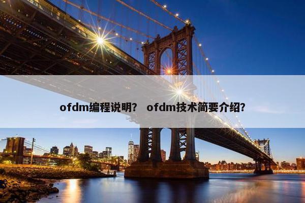 ofdm编程说明？ ofdm技术简要介绍？