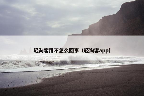 轻淘客用不怎么回事（轻淘客app）