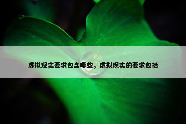虚拟现实要求包含哪些，虚拟现实的要求包括