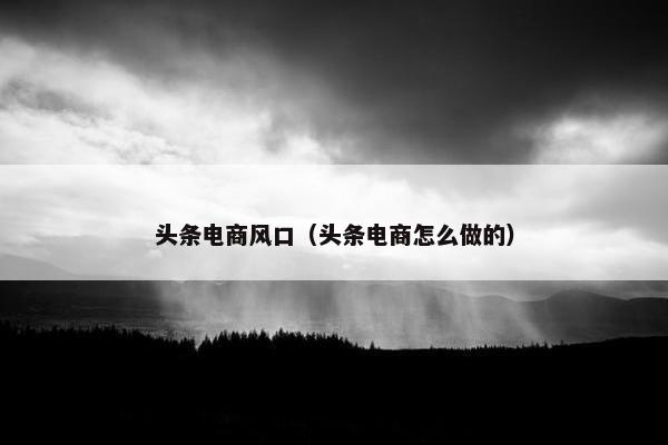 头条电商风口（头条电商怎么做的）