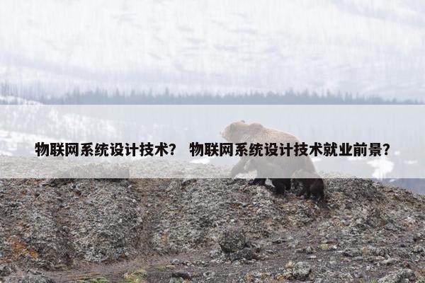 物联网系统设计技术？ 物联网系统设计技术就业前景？