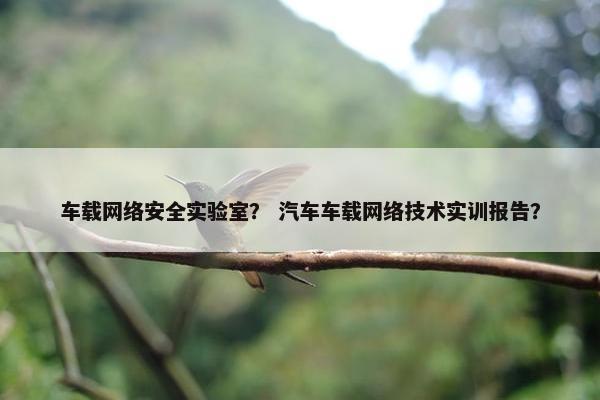 车载网络安全实验室？ 汽车车载网络技术实训报告？