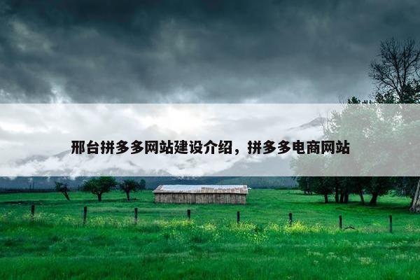 邢台拼多多网站建设介绍，拼多多电商网站