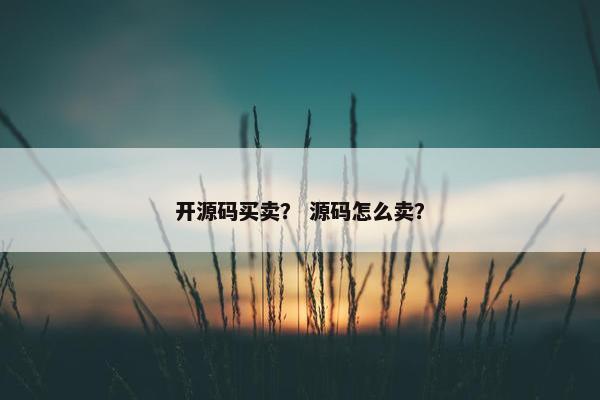 开源码买卖？ 源码怎么卖？