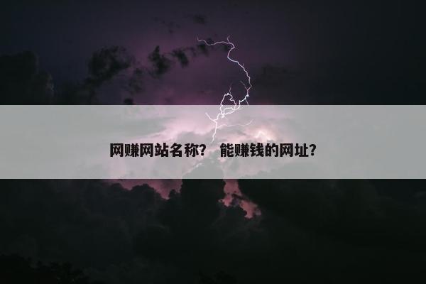 网赚网站名称？ 能赚钱的网址？