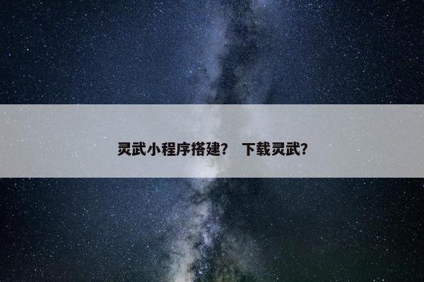 灵武小程序搭建？ 下载灵武？