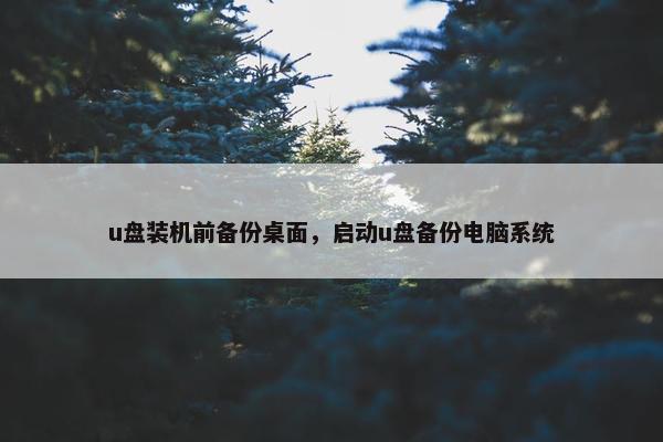 u盘装机前备份桌面，启动u盘备份电脑系统