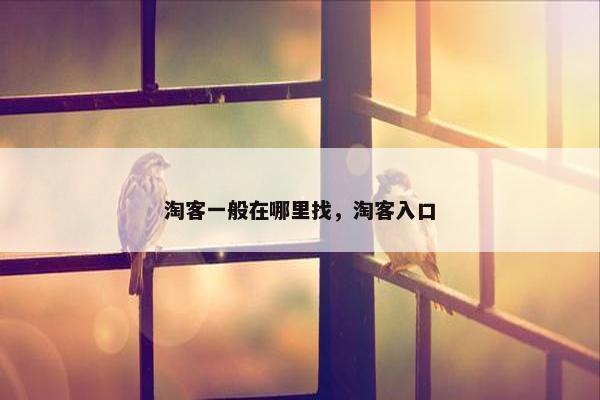 淘客一般在哪里找，淘客入口