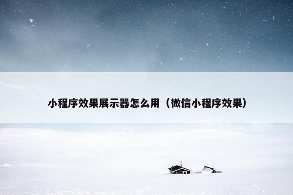 小程序效果展示器怎么用（微信小程序效果）