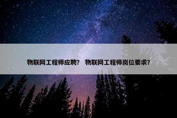 物联网工程师应聘？ 物联网工程师岗位要求？